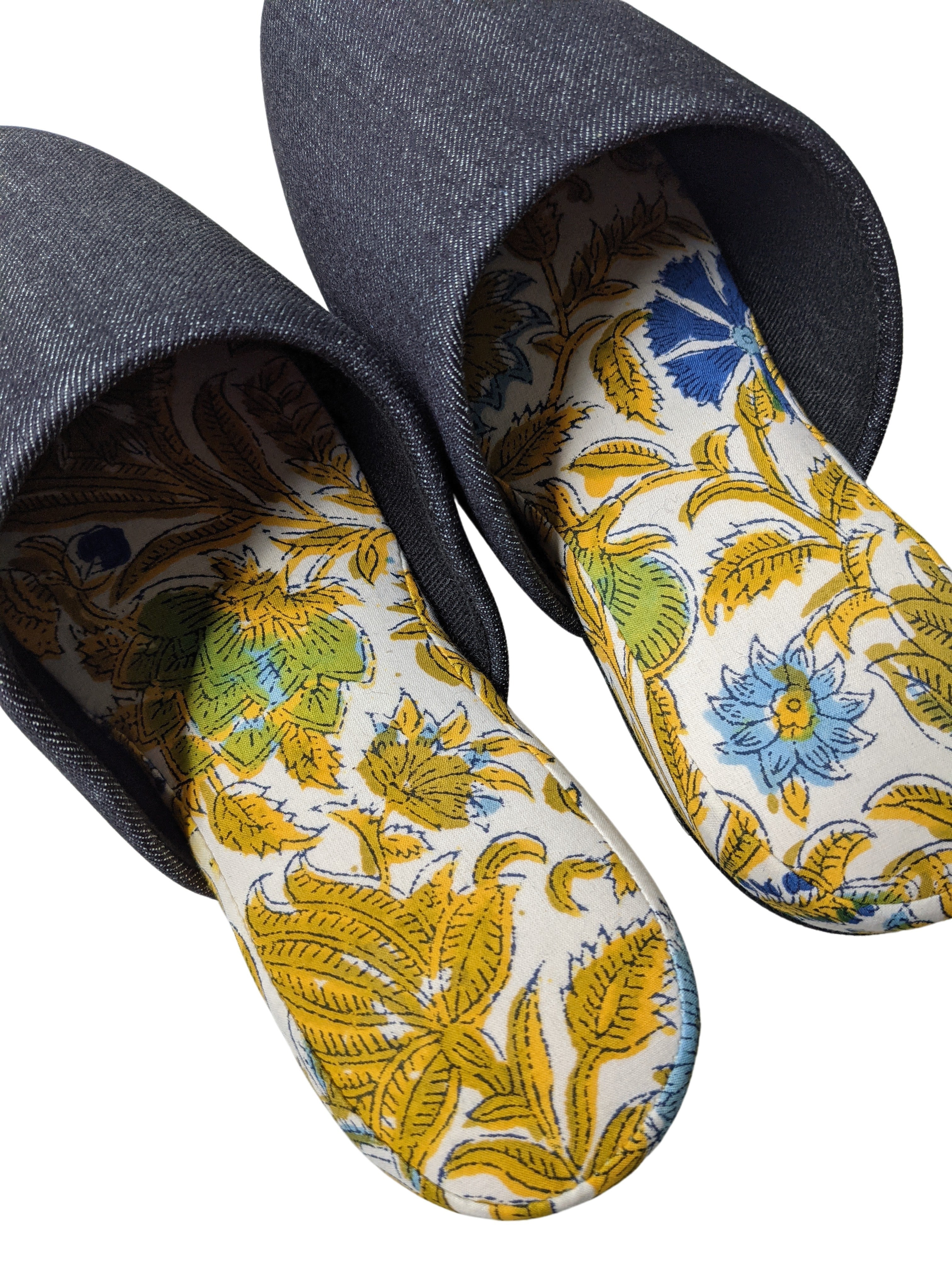 Large Denim and Flowers Mix Slippers