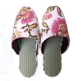 Tatami Block Printing Flowers Slippers
