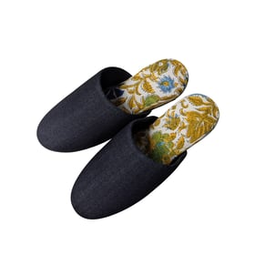 Large Denim and Flowers Mix Slippers