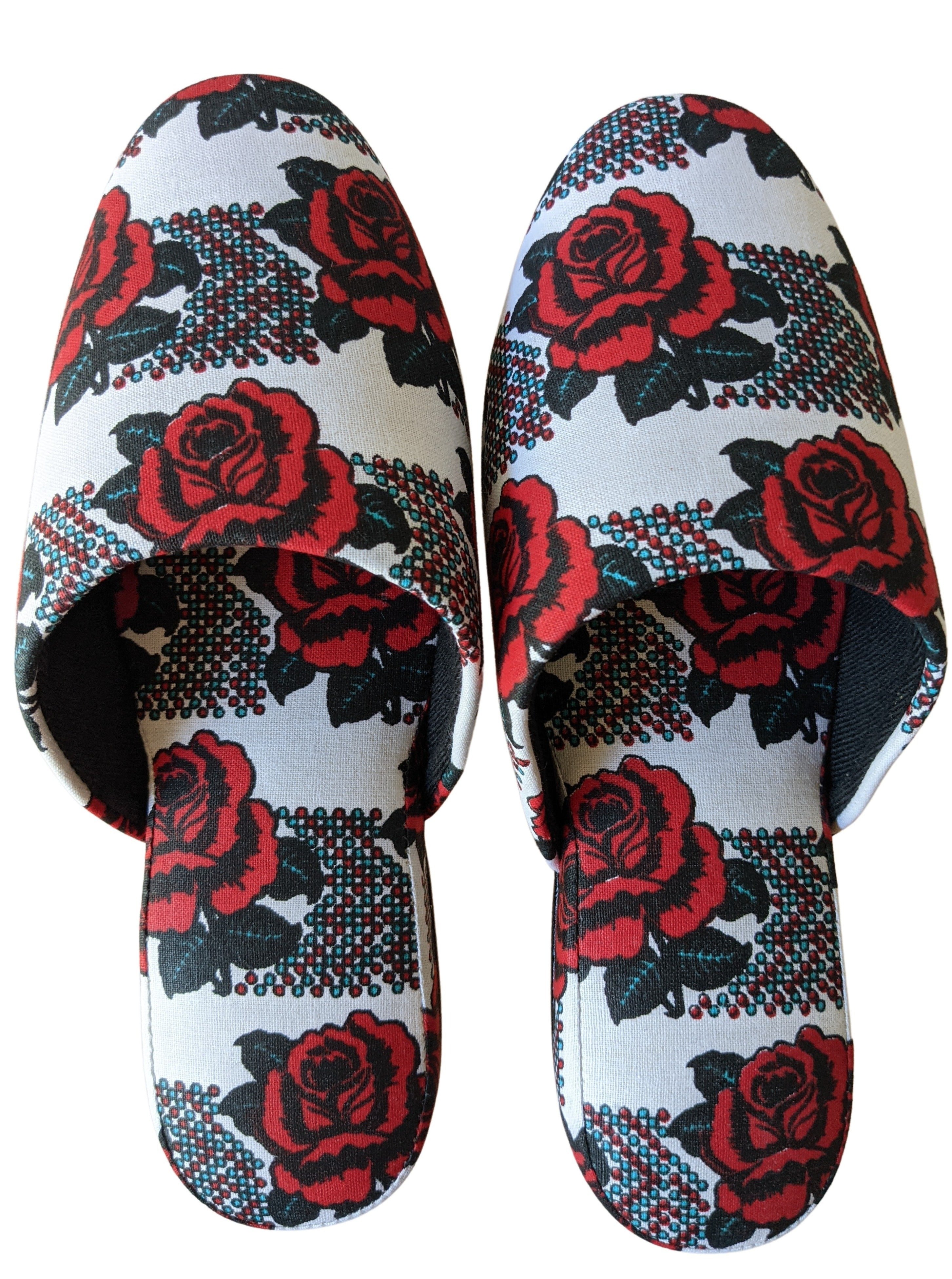 Medium Rose Print Mix Slippers