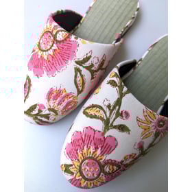 Tatami Block Printing Flowers Slippers