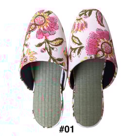 Tatami Block Printing Flowers Slippers