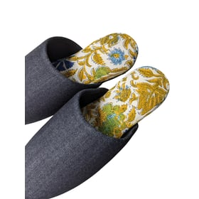 Large Denim and Flowers Mix Slippers