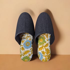 Large Denim and Flowers Mix Slippers
