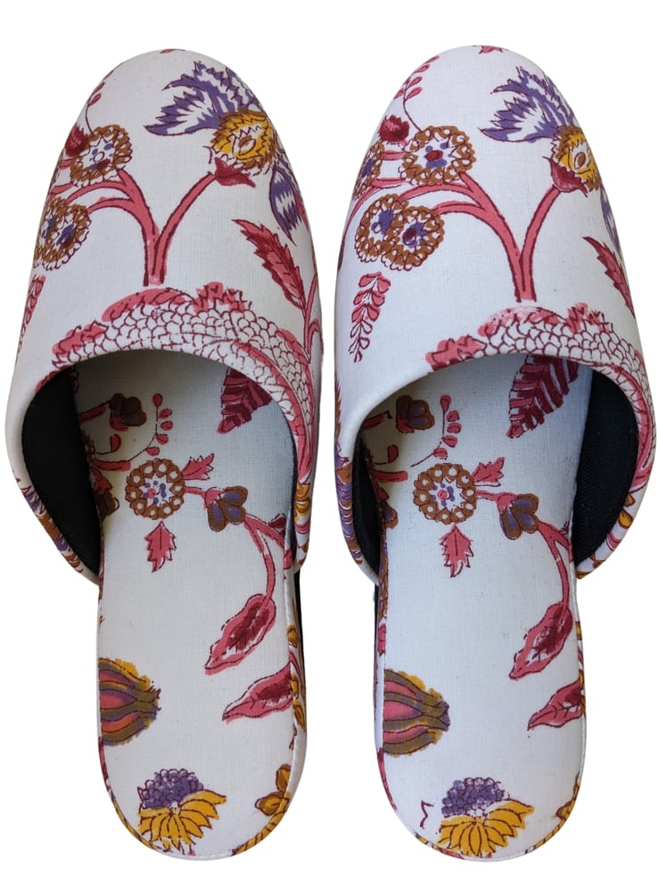 Medium Block Printing Flowers Mix Slippers