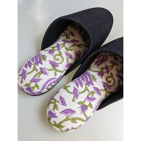 Large Denim and Flowers Mix Slippers