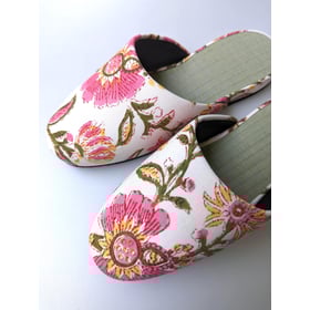 Tatami Block Printing Flowers Slippers